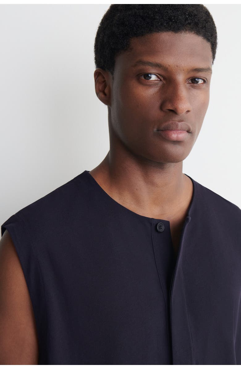 COS Cotton Henley Tank Top, Alternate, color, Navy