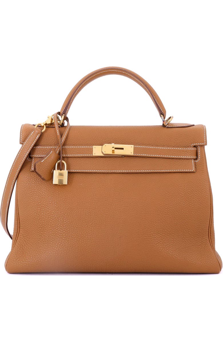 Pre-Owned Hermes Kelly Handbag Brown Togo with Gold Hardware 32, Main, color, Gold