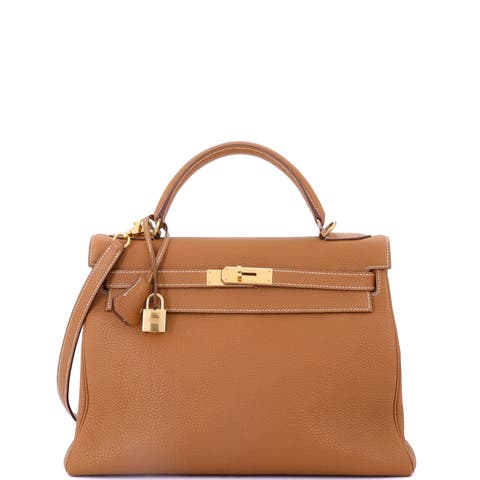 Kelly Handbag Brown Togo with Gold Hardware 32
