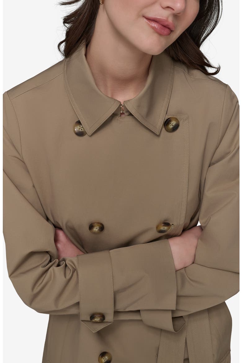 Water Resistant Embossed Logo Detail Cotton Blend Trench Coat, Alternate, color, KHAKI