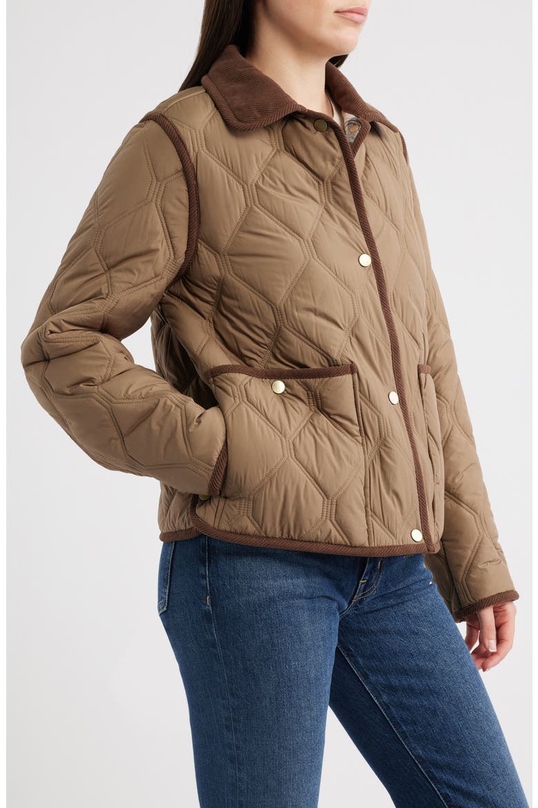 Corduroy Trim Quilted Barn Jacket, Alternate, color, SHITAKE