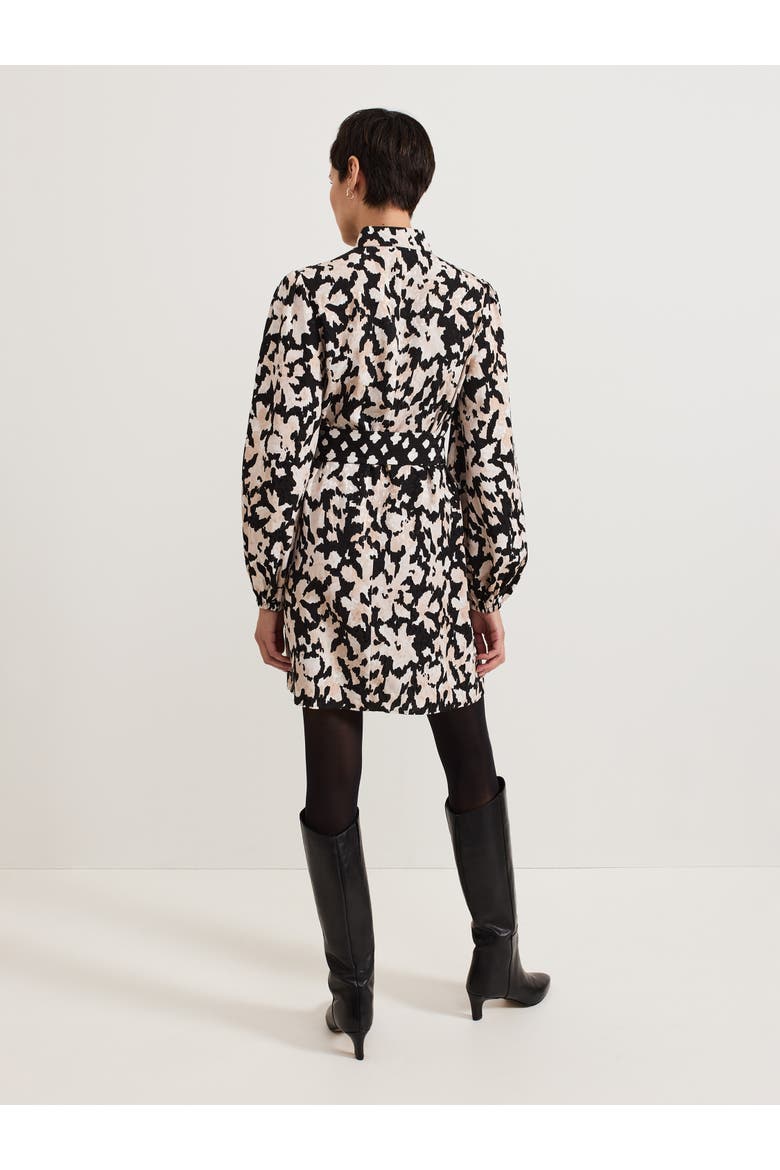 Dolly Mandarin Collar Mini Shirt Dress, Alternate, color, Black/Ivory