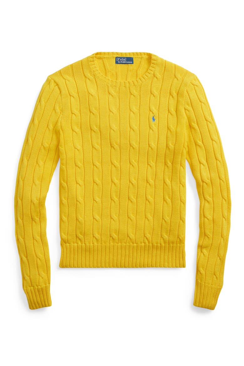 Julianna Cotton Cable Sweater, Alternate, color, TRAINER YELLOW