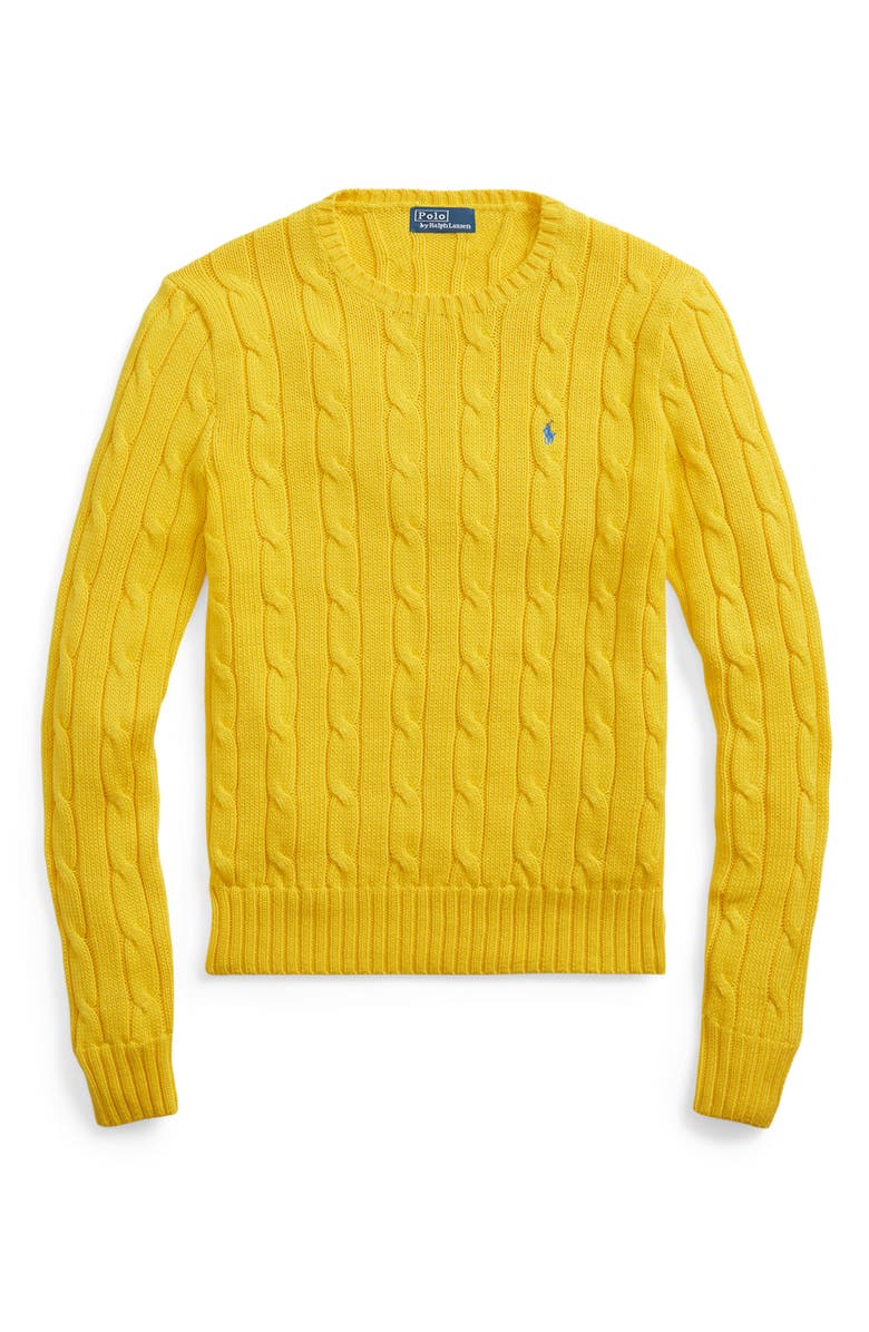 Polo Ralph Lauren Julianna Pima Cotton Cable Stitch Sweater, Alternate, color, Trainer Yellow