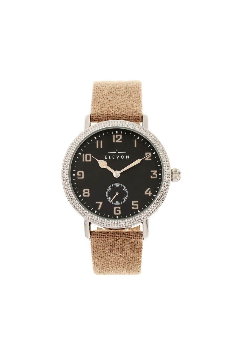 Elevon Northrop Wool-Overlaid Leather-Band Watch, Main, color, Tan/Black