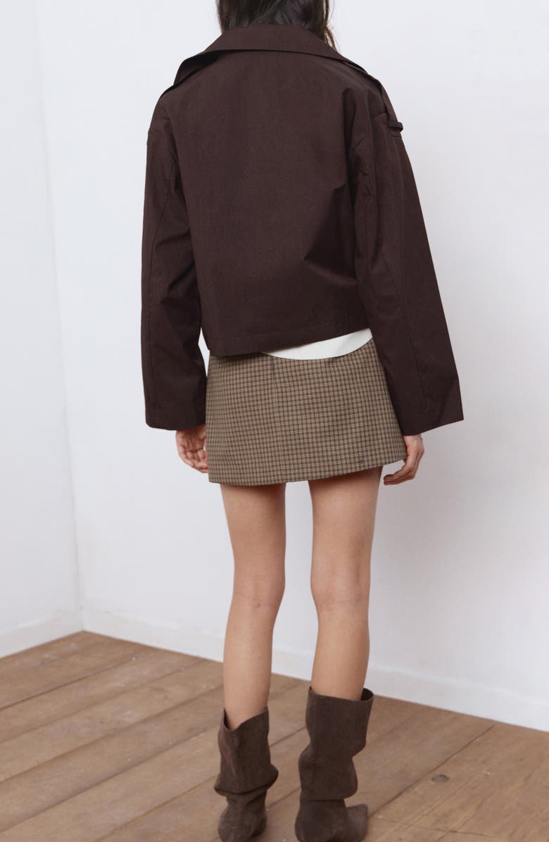 MANGO Houndstooth A-Line Miniskirt, Alternate, color, Brown