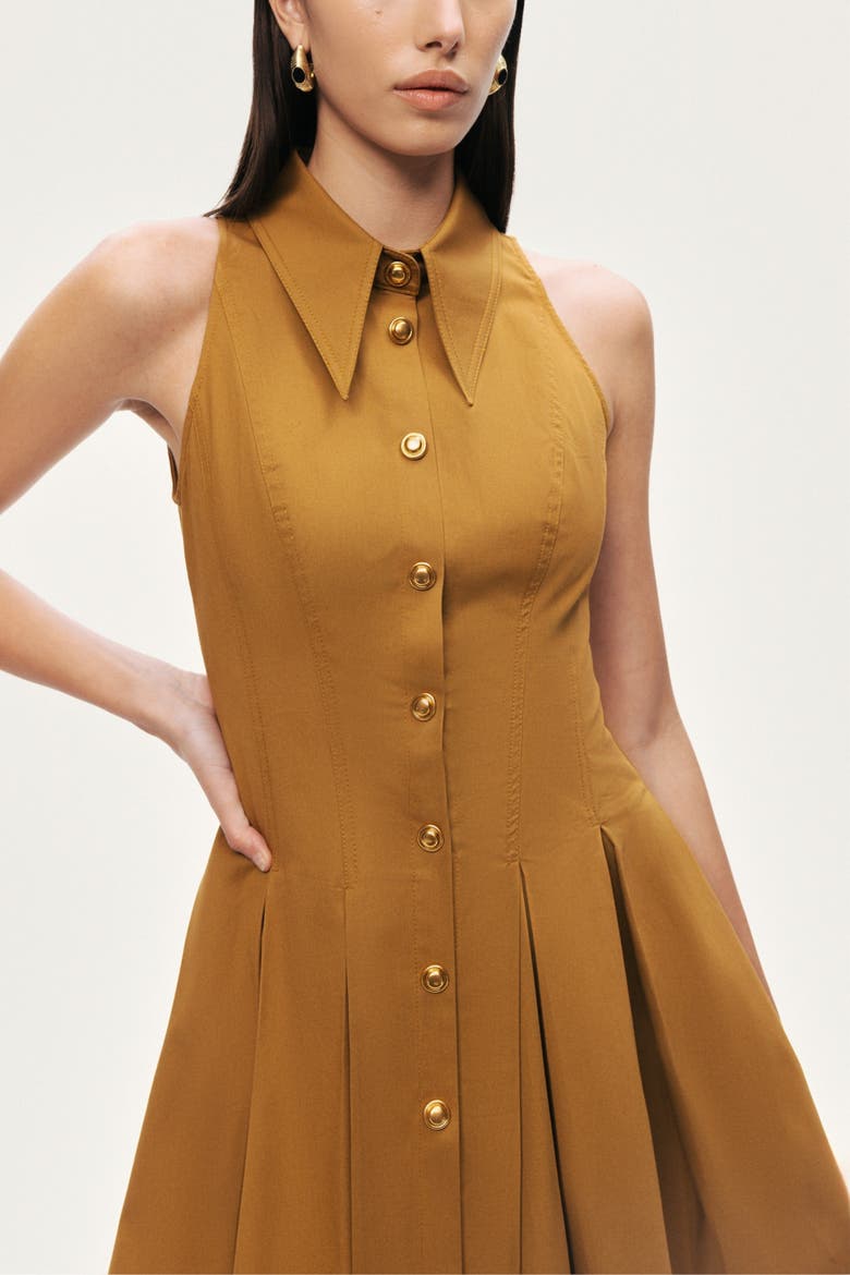 Sleeveless Pleated Mini Dress, Alternate, color, Camel