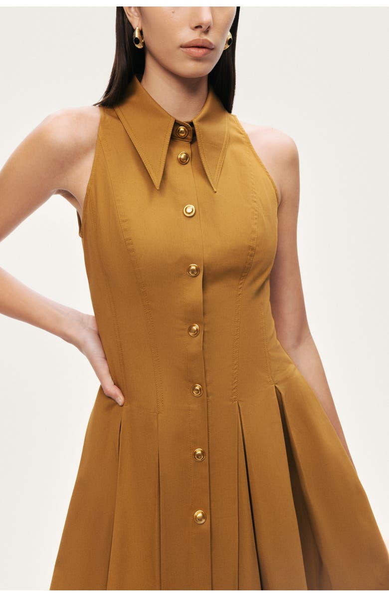 Nocturne Sleeveless Pleated Mini Dress, Alternate, color, Camel