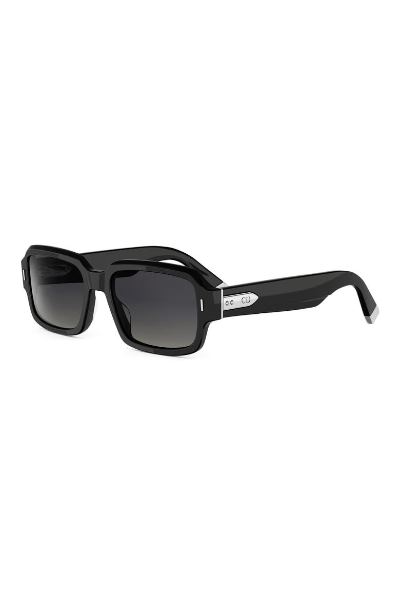'DiorTailoring S2I 56mm Geometric Sunglasses, Alternate, color, SHINY BLACK / GRADIENT SMOKE