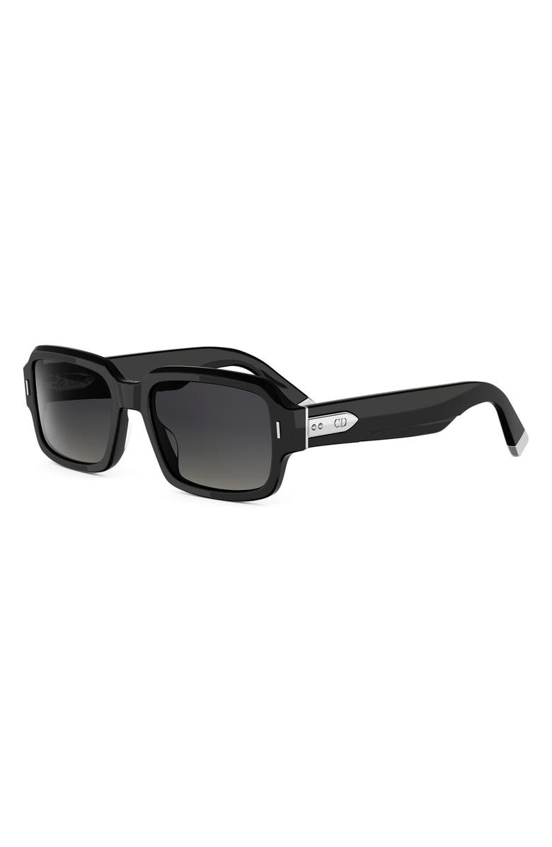 DIOR Tailoring S21 56mm Geometric Sunglasses, Alternate, color, Shiny Black / Gradient Smoke