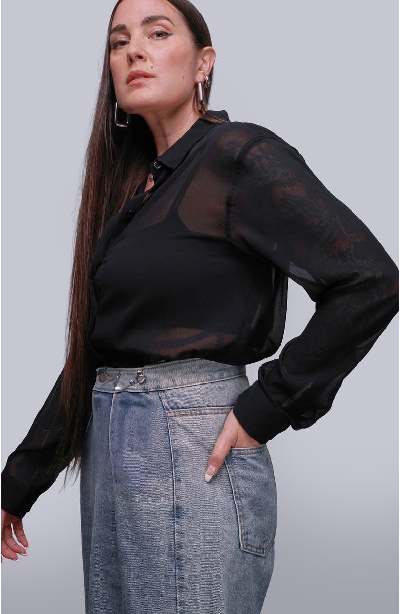 WILDFANG The Empower Long Sleeve Button Up, Alternate, color, Black