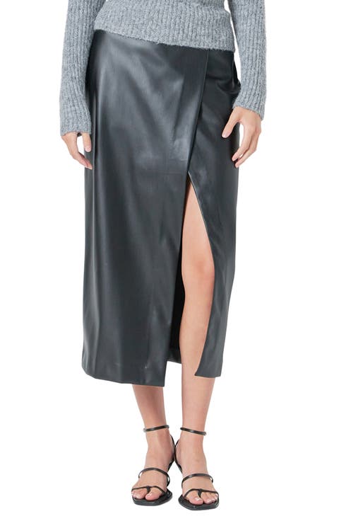 Faux Leather Midi Skirt