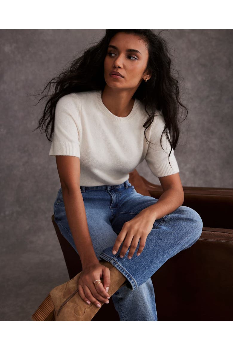 Fitted Knit Tee, Alternate, color, Ivory