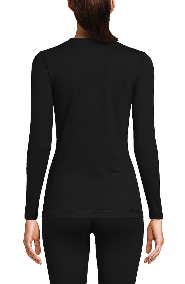 Lands' End Baselayer Cozy Thermaskin Crewneck Top, Alternate, color, Black