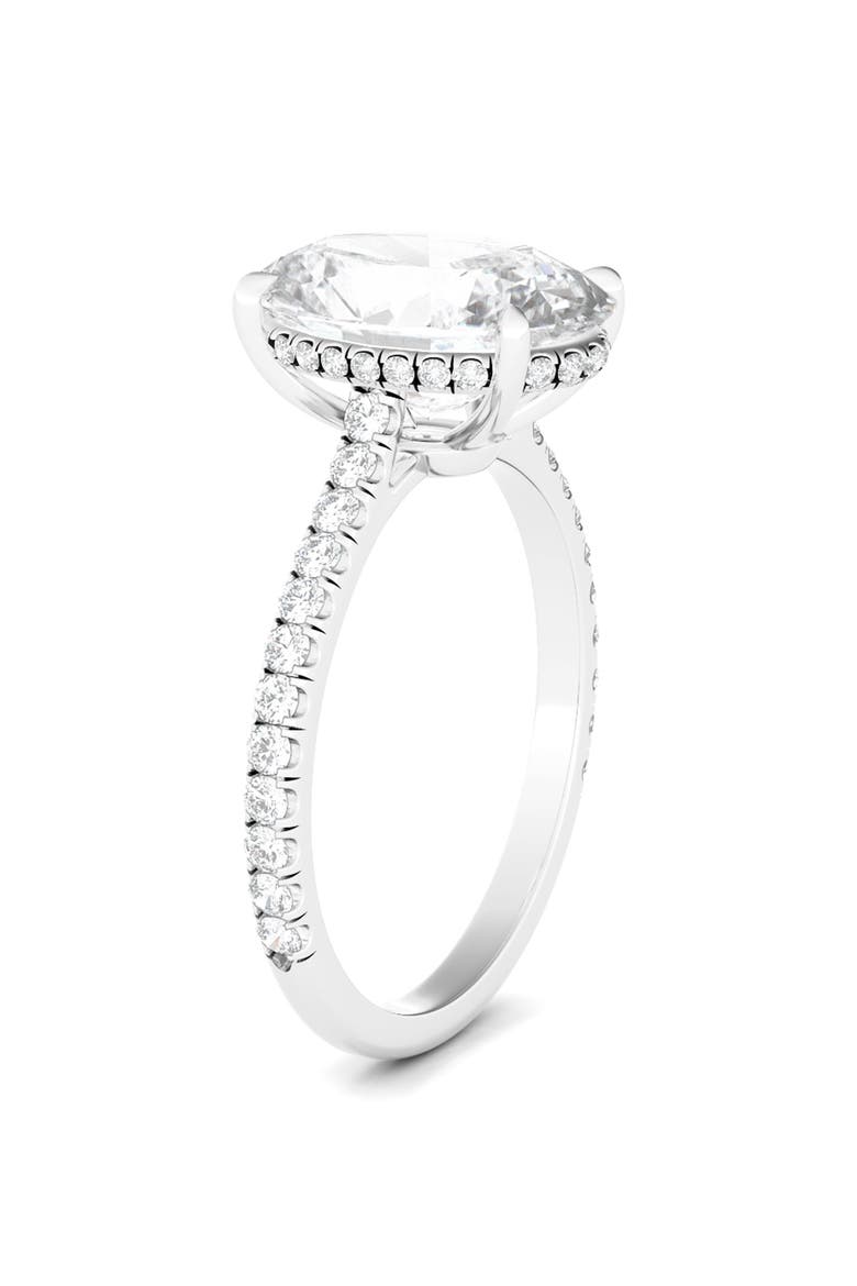 18K White Gold Oval Cut & Pavé Lab Created Diamond Ring - 2.50 ctw, Alternate, color, 18K WHITE GOLD