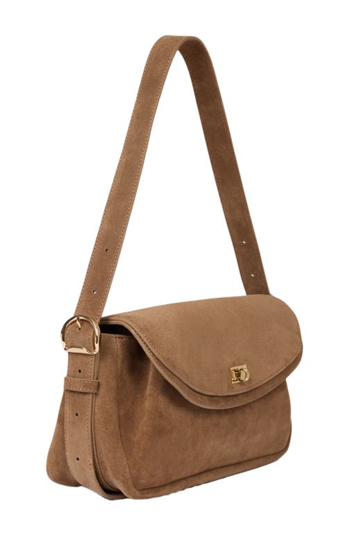 Sandro Womens Beige Le Mambo Suede Shoulder Bag In Brown