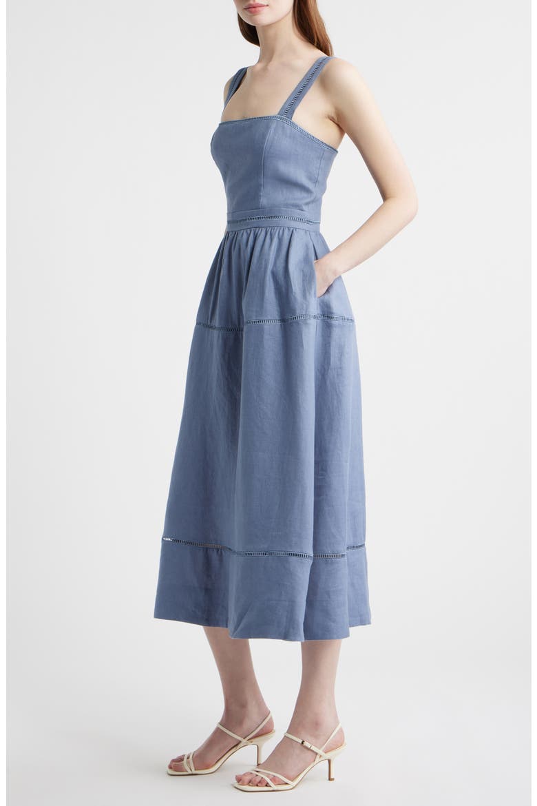 Everett Linen Midi Sundress, Alternate, color, CORNFLOWER