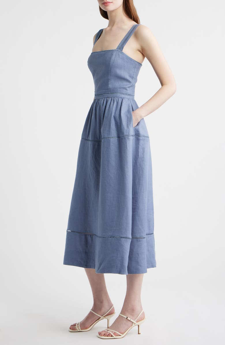 Reformation Everett Linen Midi Sundress, Alternate, color, Cornflower