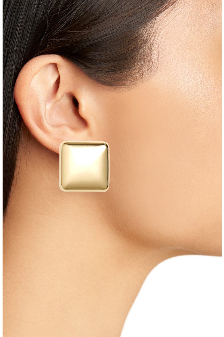 Set of 2 Two-Tone Square Stud Earrings, Alternate, color, GOLD SILVER