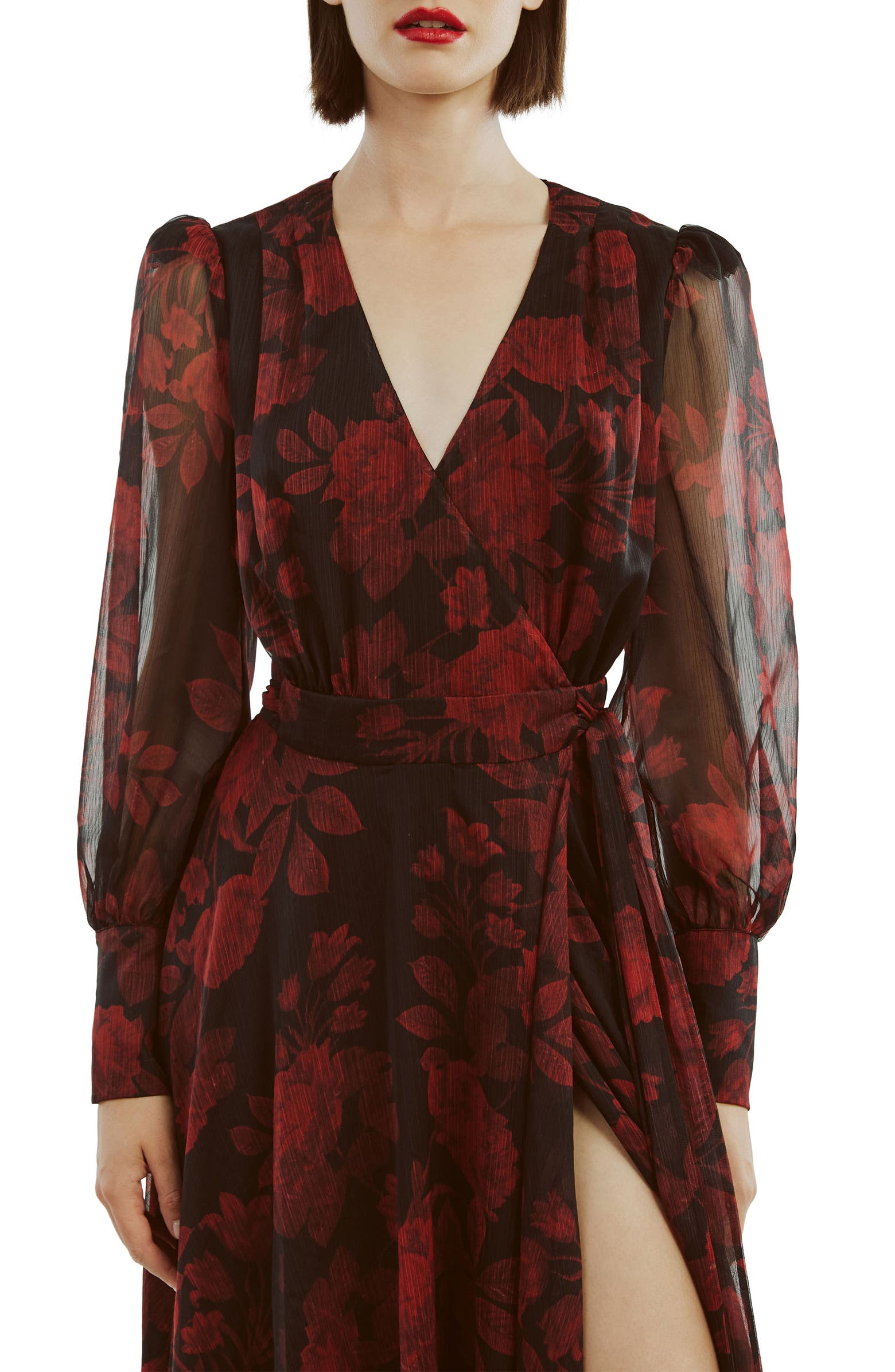 Bardot Lucianna Long Sleeve Maxi Wrap Dress | Nordstrom
