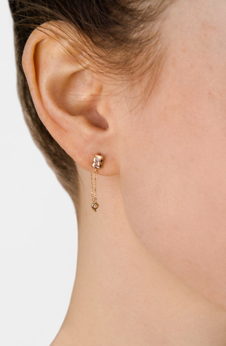 Anzie Cléo Chain Drop Diamond Front/Back Earrings, Alternate, color, White