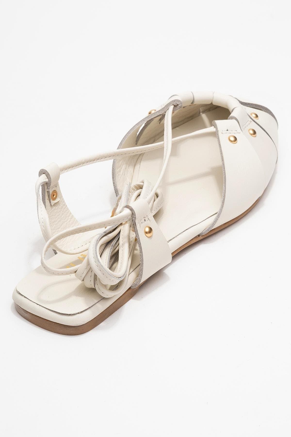 Forever & Always Shoes Daria Leather Ankle Lace-Up Sandal, Alternate, color, Off White