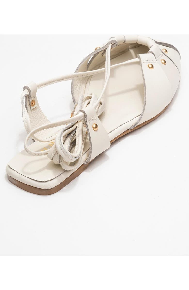 Forever & Always Shoes Daria Leather Ankle Lace-Up Sandal, Alternate, color, Off White
