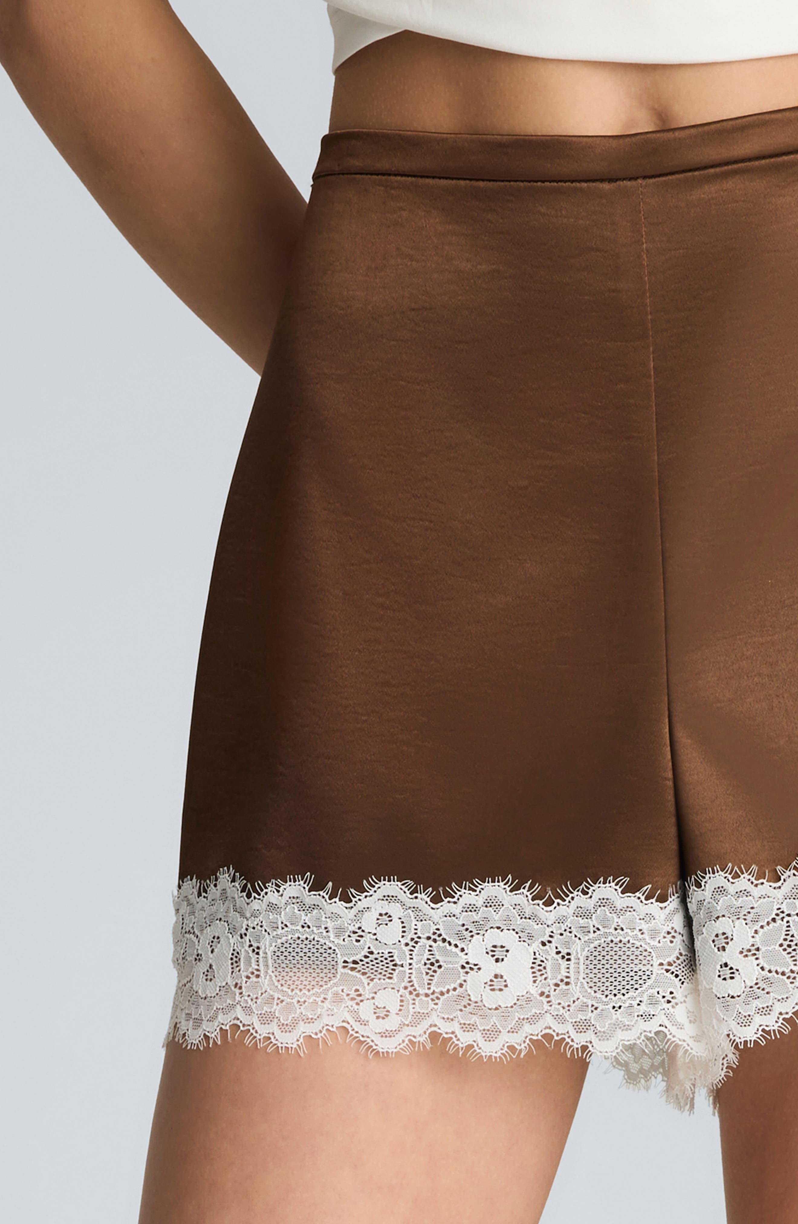 Kenneth Cole Lace Trim Satin Shorts (Women) | Nordstromrack