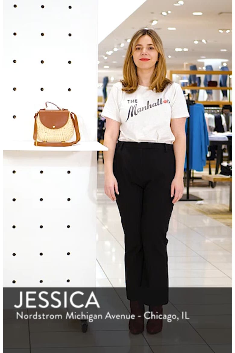 Faux Leather Trim Straw Saddle Bag video