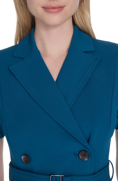 Calvin Klein Double Breasted Sheath Dress In Blue