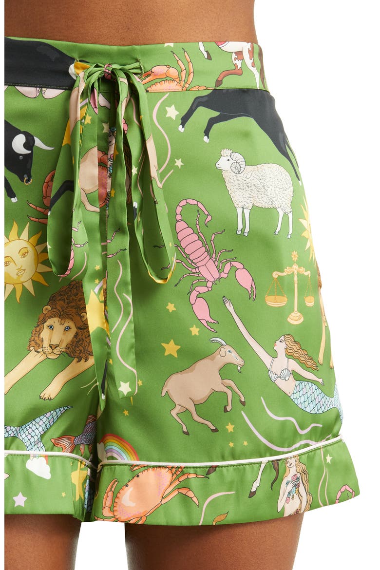 Zodiac Green Short Pajamas, Alternate, color, MOSS GREEN