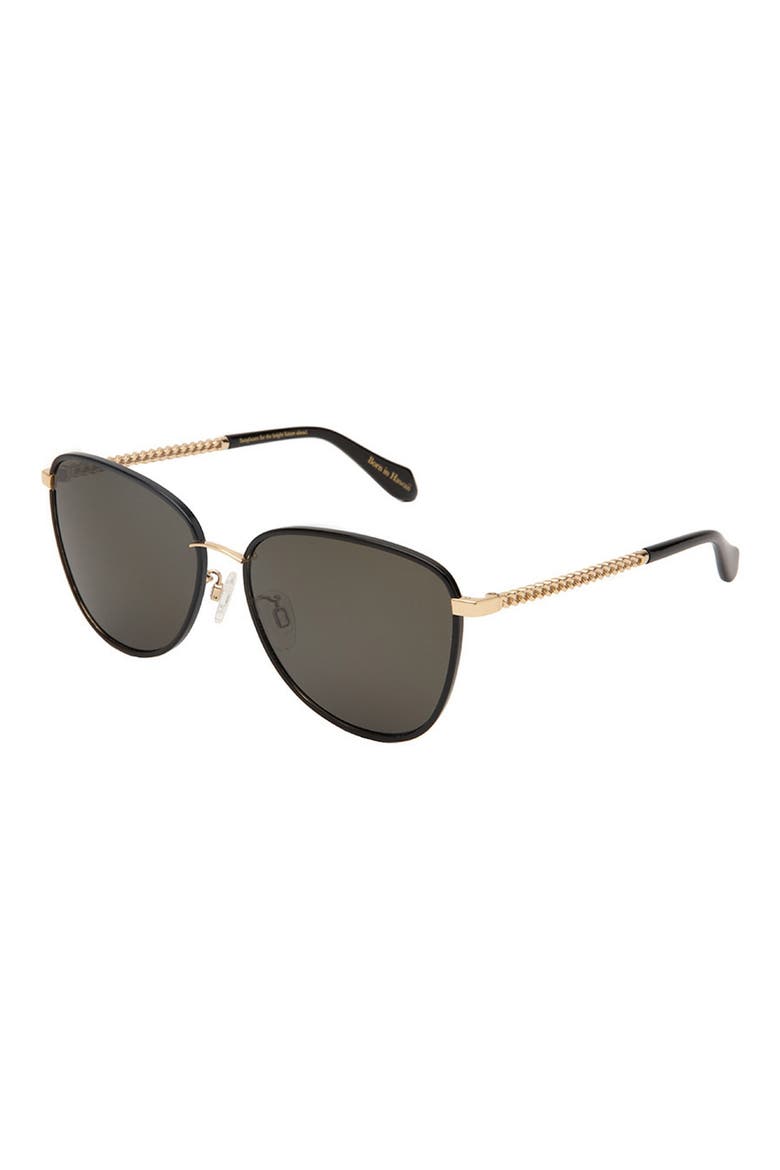 Leahi 59mm Nose Pads Polarized Round Sunglasses, Alternate, color, BLACK JADE CHAIN TEMPLE
