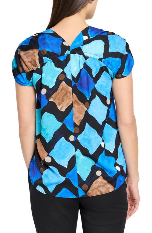 Nic + Zoe Nic+zoe Sea Glass Print Top In Blue Multi