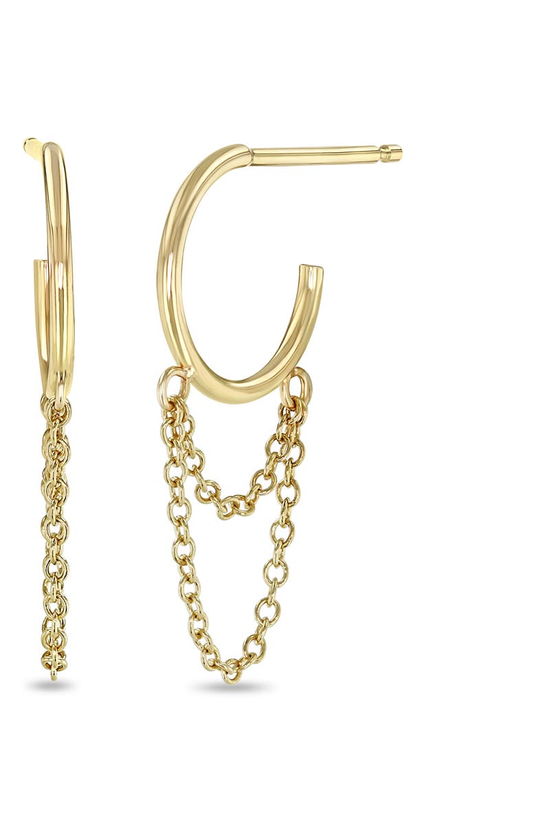 Zoë Chicco Chain Drop Huggie Hoop Earrings, Main, color, 