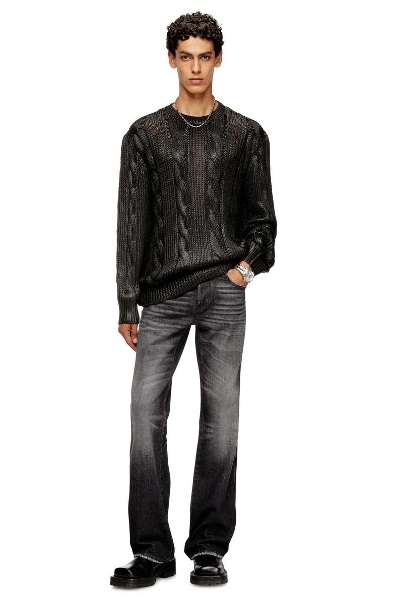 DIESEL<sup>®</sup> K-Michiu Cable Knit Sweater, Alternate, color, Black