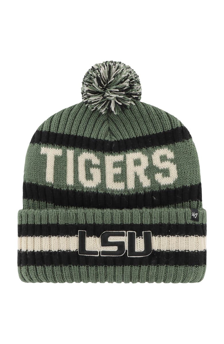 '47 Men's '47 Green LSU Tigers OHT Military Appreciation Bering Cuffed Knit Hat with Pom, Main, color, Green