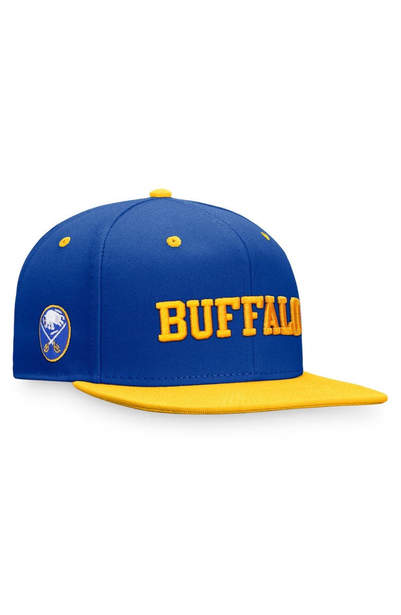 FANATICS Men's Fanatics Branded Royal/Gold Buffalo Sabres Heritage City Two-Tone Snapback Hat, Main, color, 