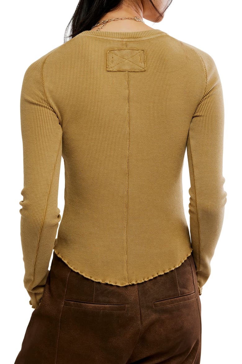 Easy Does It Long Sleeve Waffle Knit Cotton T-Shirt, Alternate, color, GOLDEN EAGLE