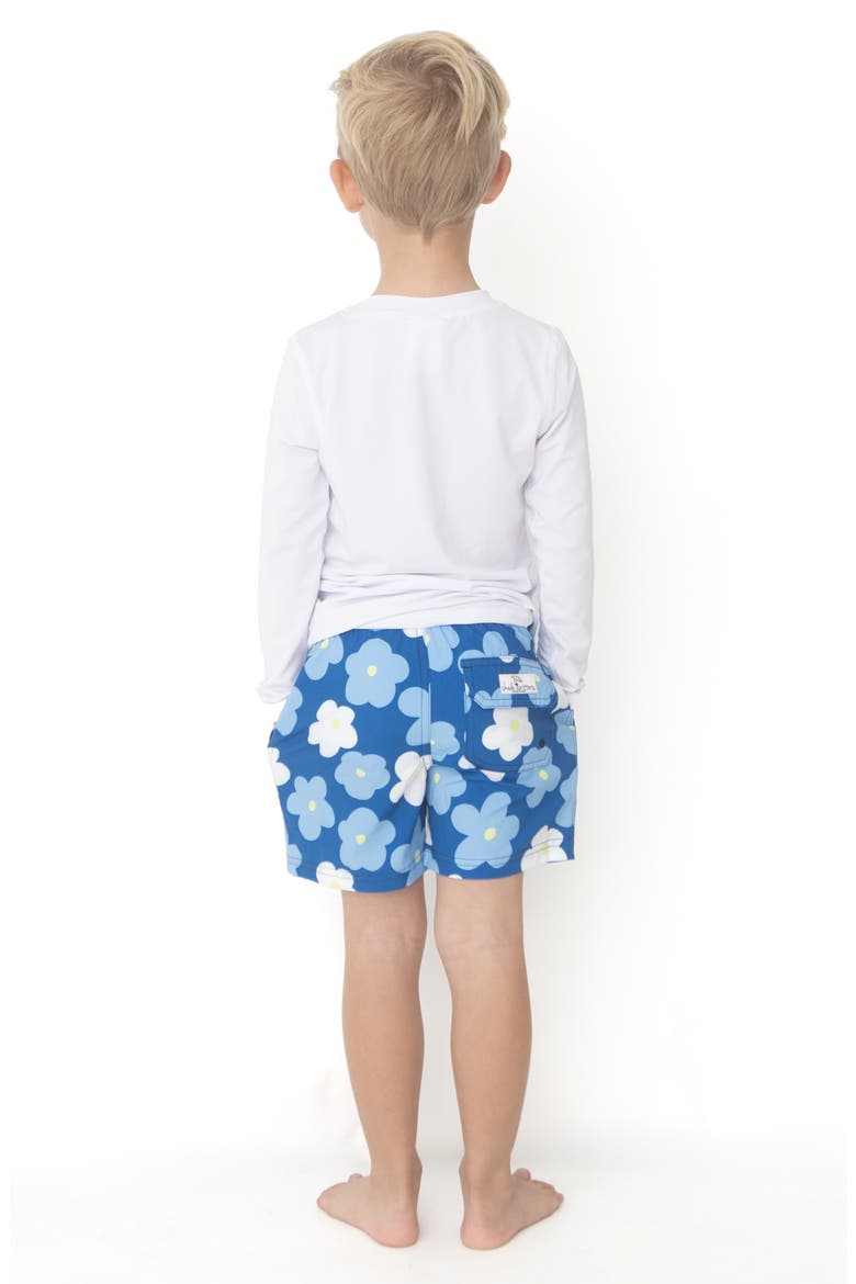 Kids' Daisy Print UPF 50+ Swim Trunks, Alternate, color, BLUE