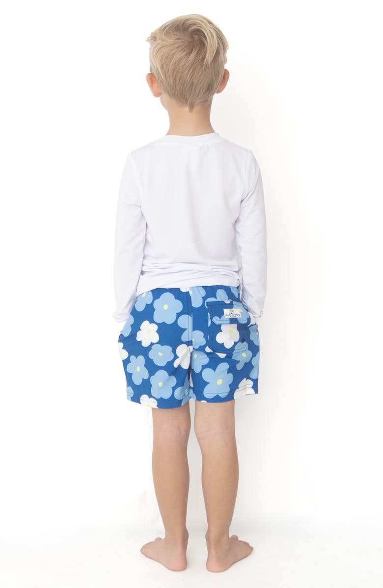 Shade Critters Kids' Daisy Print UPF 50+ Swim Trunks, Alternate, color, Blue