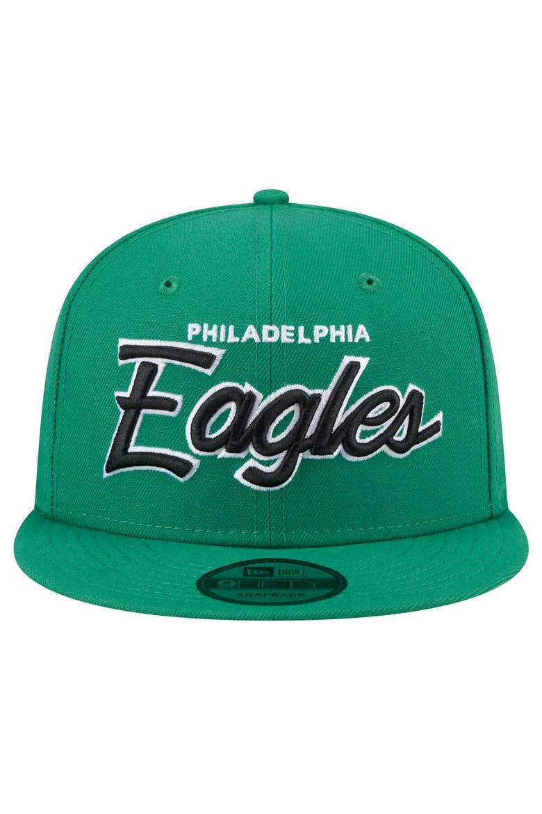 Men's New Era Kelly Green Philadelphia Eagles Main Script 9FIFTY Snapback Hat, Alternate, color, Kelly Green