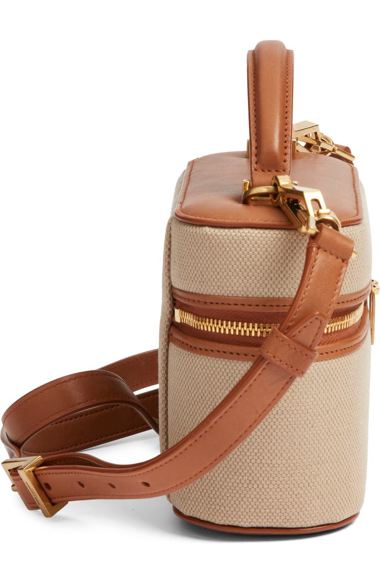 Saint Laurent Gaby Canvas & Leather Vanity Case, Alternate, color, Desert Dust/ Brick