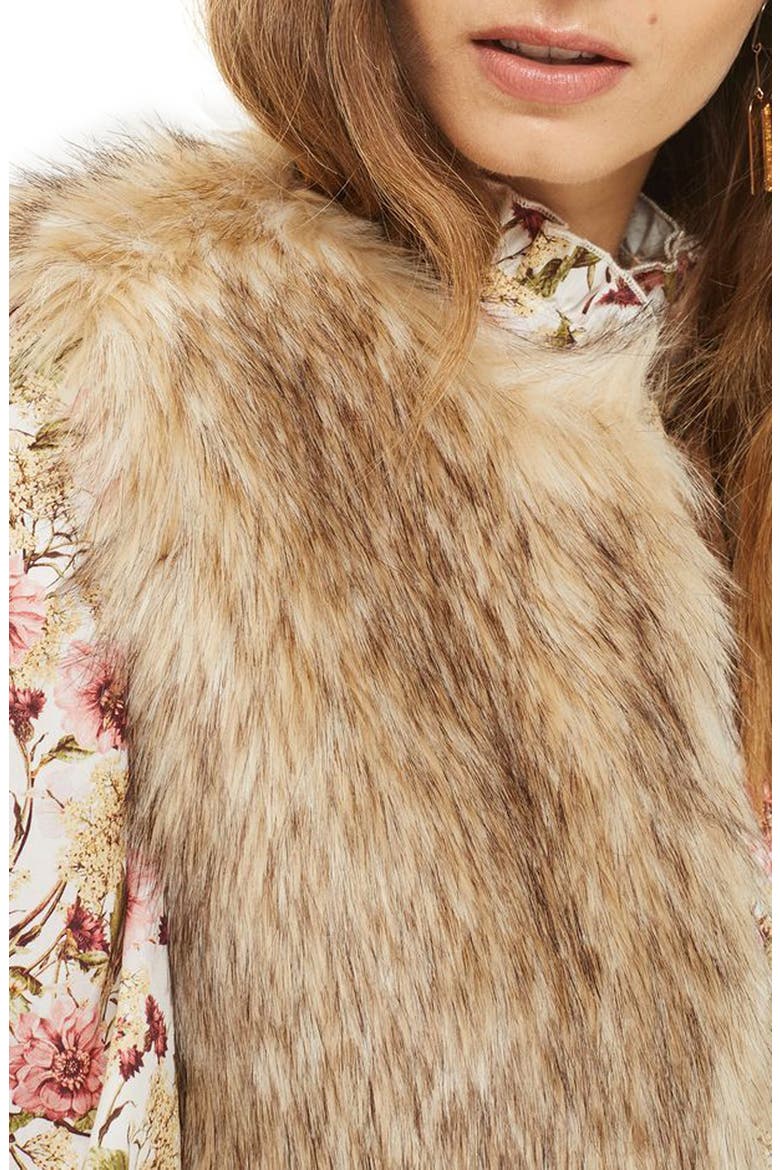 Kendall Faux Fur Jacket, Alternate, color, BEIGE MULTI