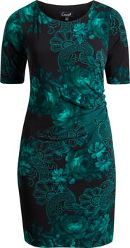 Connected Apparel Side Shirred Body-Con Dress