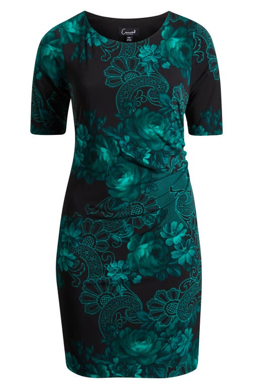Connected Apparel Side Shirred Body-con Dress In Green