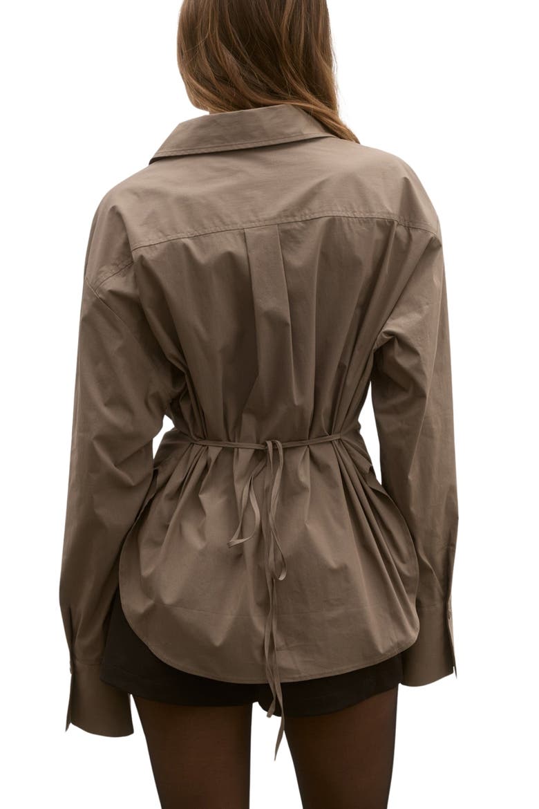 Tilda Pleated Long Sleeve Cotton Blend Shirt, Alternate, color, ASH
