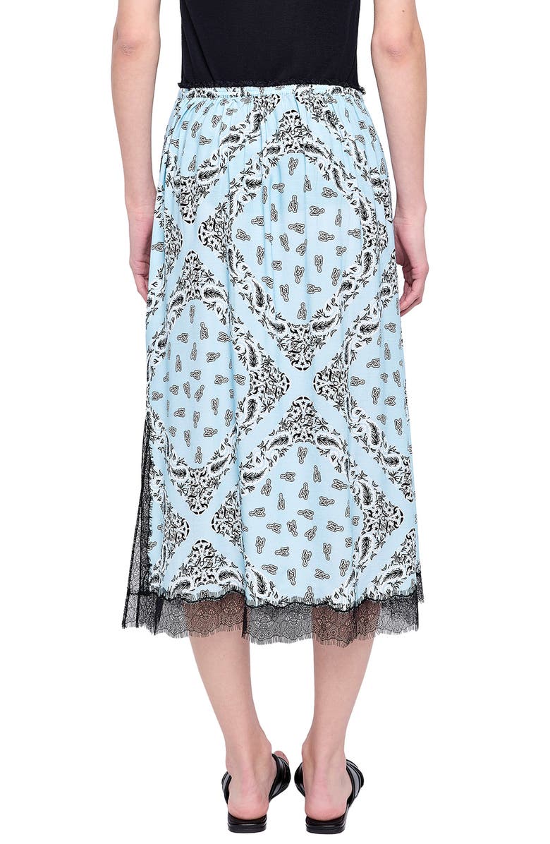 Zadig & Voltaire Jarvis Bandana Lace Trim Midi Skirt, Alternate, color, Bleu Oxford