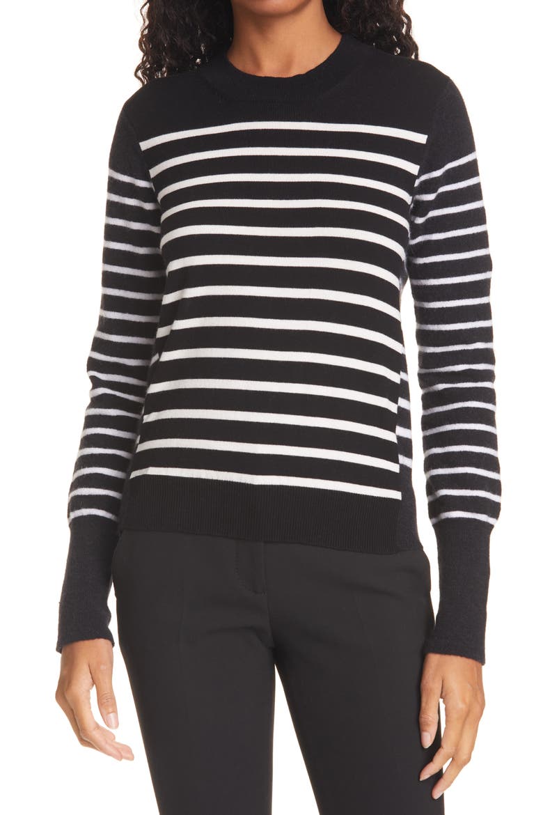 Stripe Crewneck Sweater, Main, color, BLACK/ WHITE
