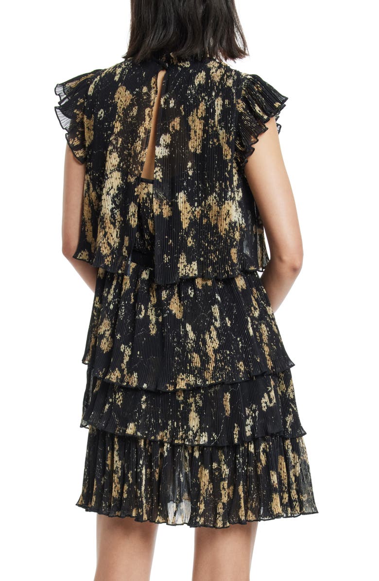 AllSaints Antheia Tiered Plissé Dress, Alternate, color,