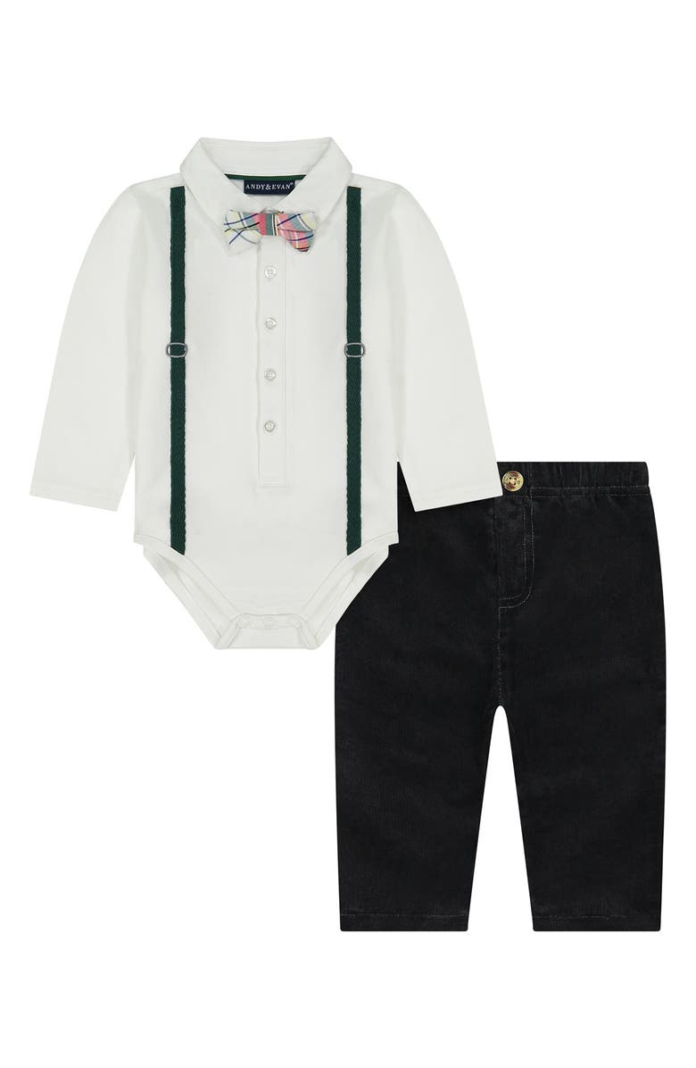 Andy & Evan Polo Bodysuit, Pants & Bowtie Set, Main, color, 